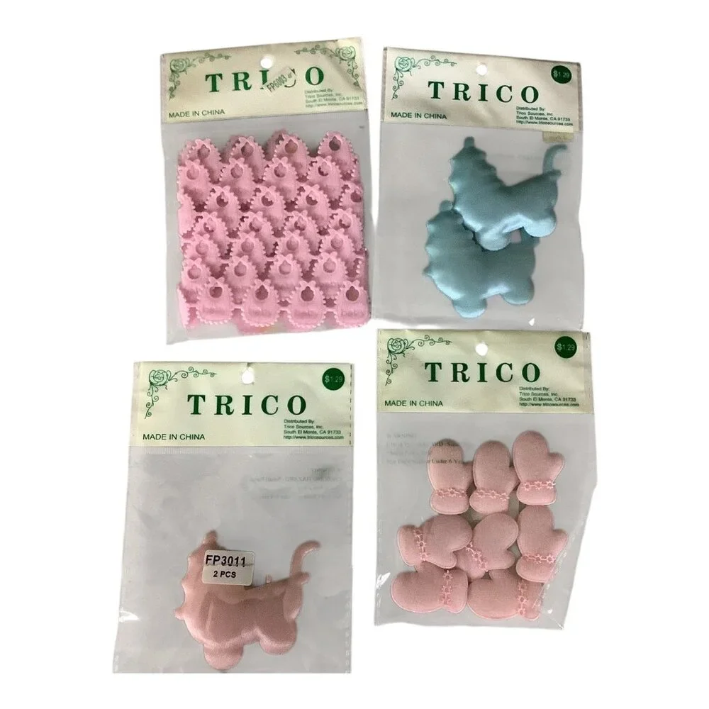 Trico Baby Themed Craft Embellishments 4 Sets Pink And Blue Colors‎